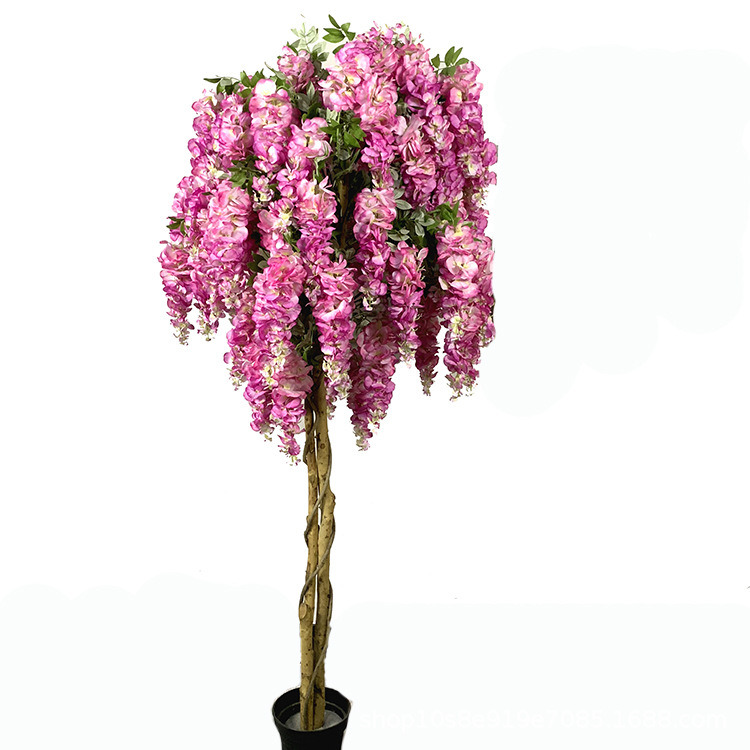 Decoración de boda, plantas de flor de glicina de seda artificial, árbol de glicina artificial a la venta.jpg 
